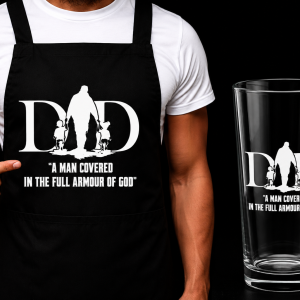 Dad Apron and Glass